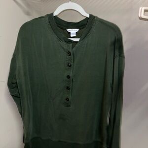 Athleta Green Button-Up Sweatshirt